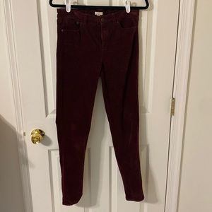 J. Crew burgundy corduroy skinny pants